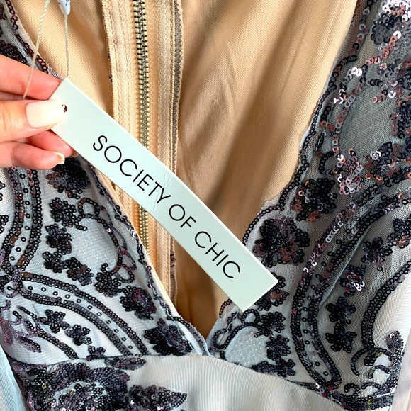 SOC Taupe Sequin Dress Size Small - Picture 1 of 3